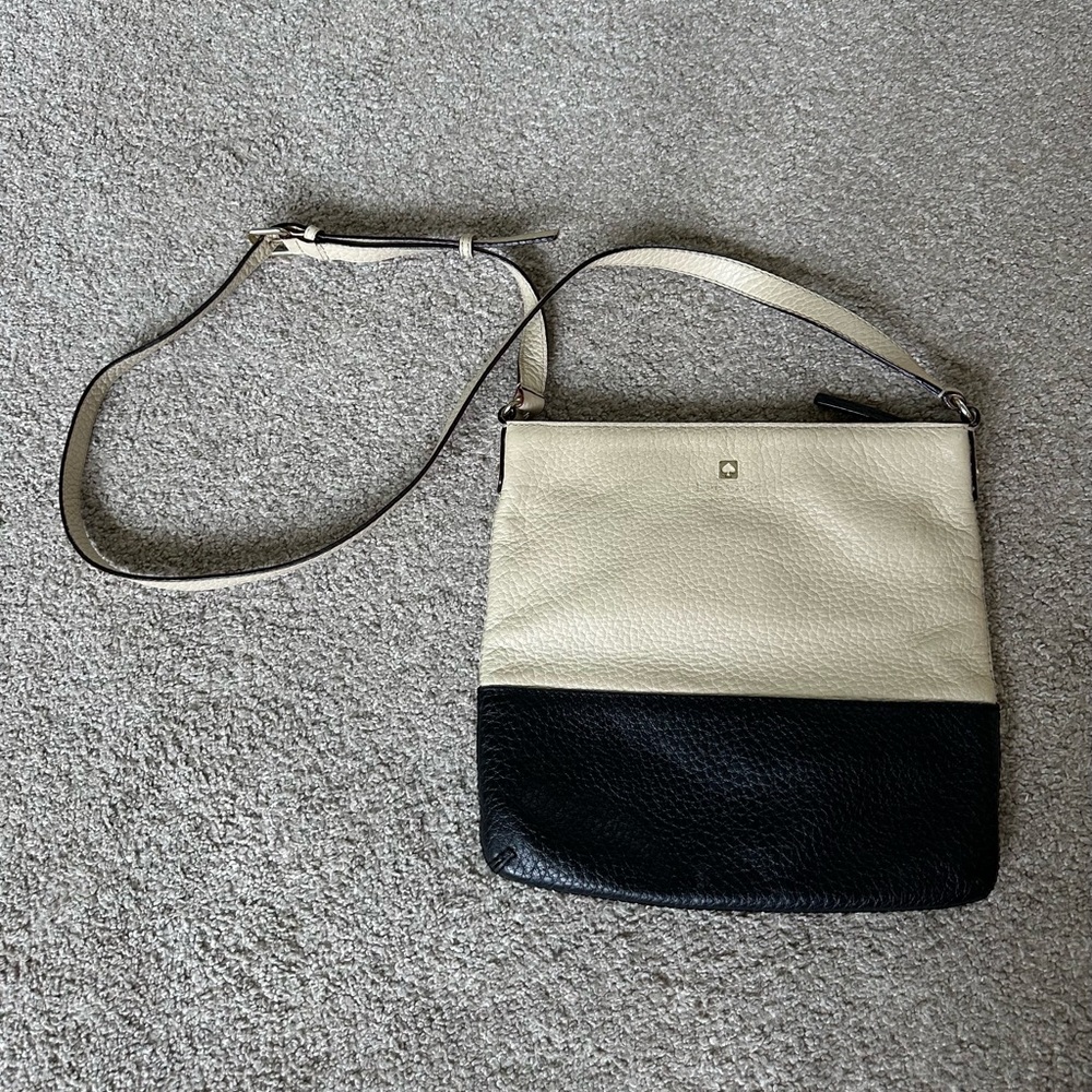 Kate Spade New York black and off-white leather crossbody bags